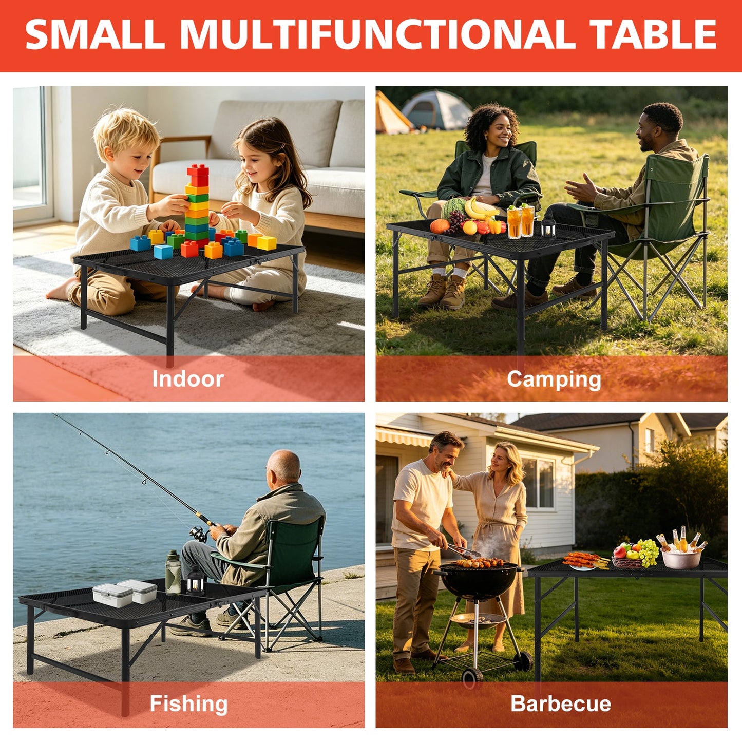3ft camping table with mesh desktop, lightweight portable folding outdoor table indoor use on Tampa Home & Garden Store