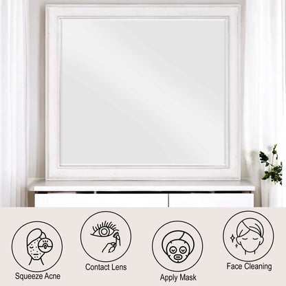 Katia Weathered Mirror White Finish Beveled Edge