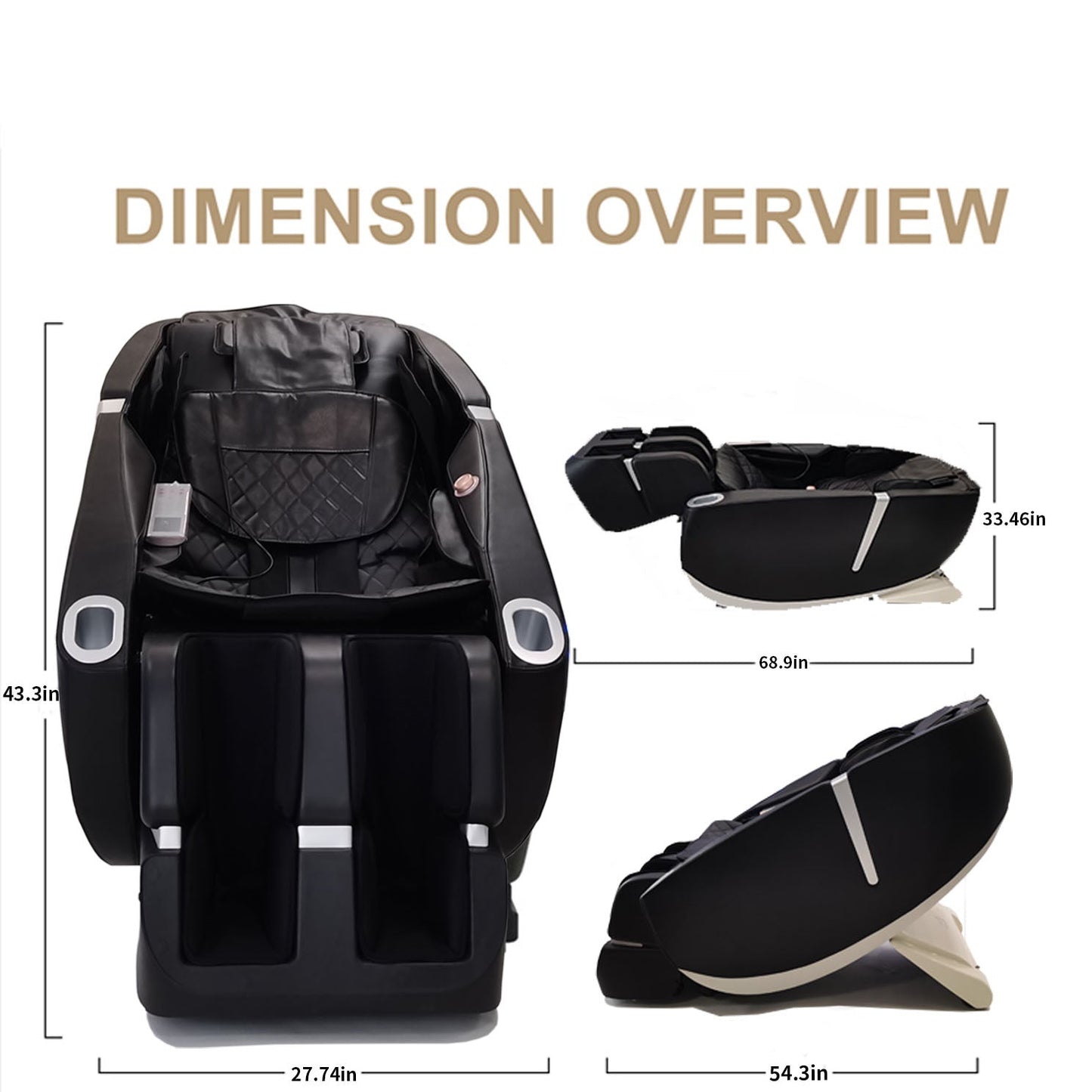 Zero Gravity Multifunction Massage Chair HouseOfZazla, black leather recliner with foot massagers on Tampa Home & Garden Store