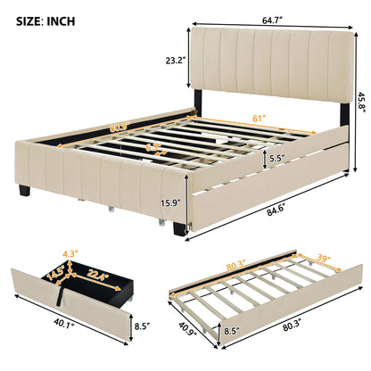 Platform Bed with 2 Drawers and Twin Trundle