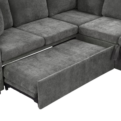 Modern L-shaped sleeper sectional sofa bed with hidden storage in gray upholstery HouseOfZazla on Tampa Home & Garden Store