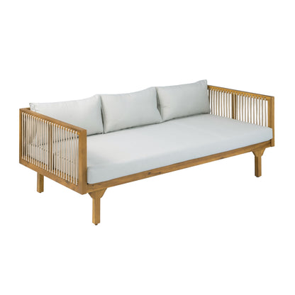 Outdoor Acacia Wood Patio Sofa with Teak Finish