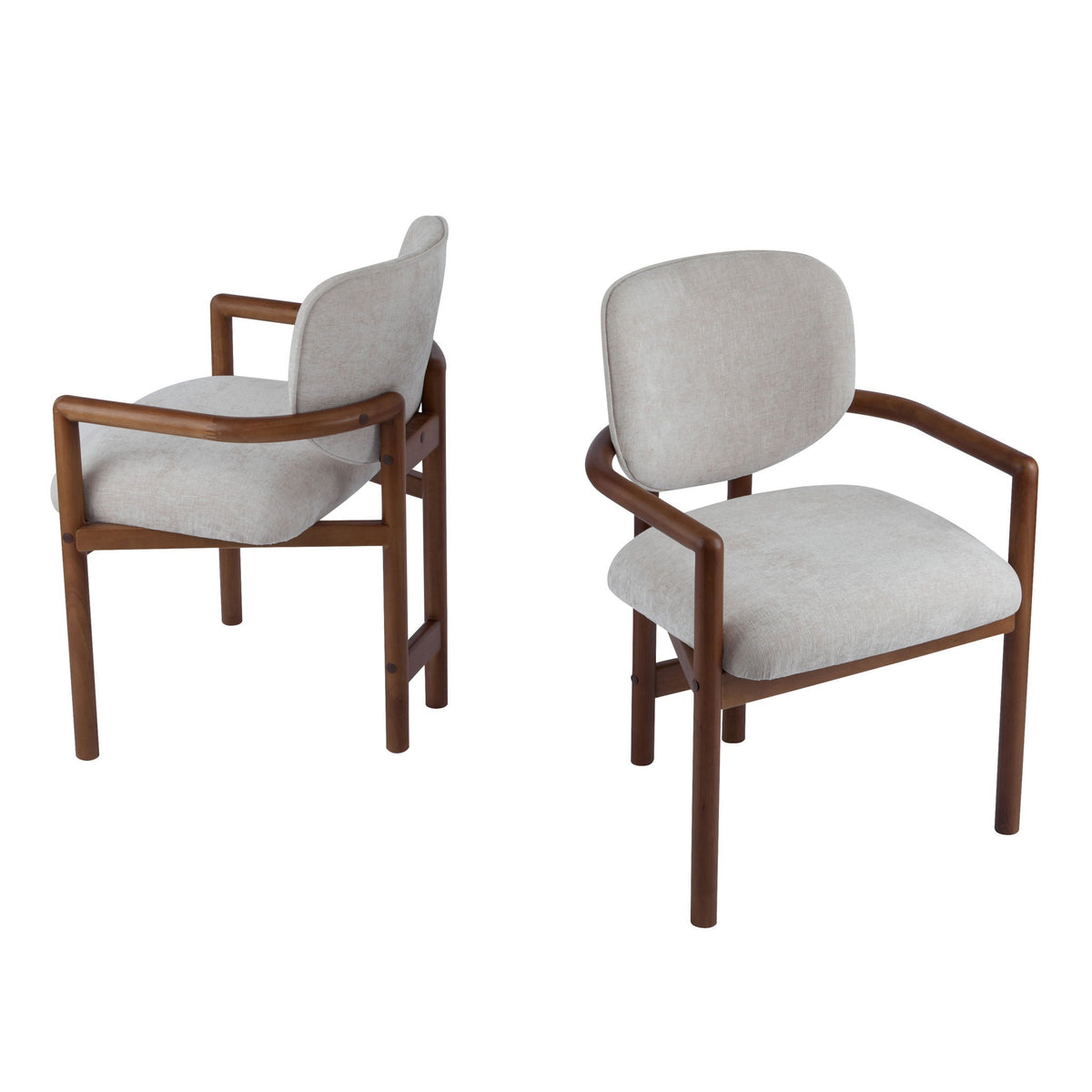 Upholstered Arm Dining Chairs Set of 2 with light gray fabric and wood frames HouseOfZazla on Tampa Home & Garden Store