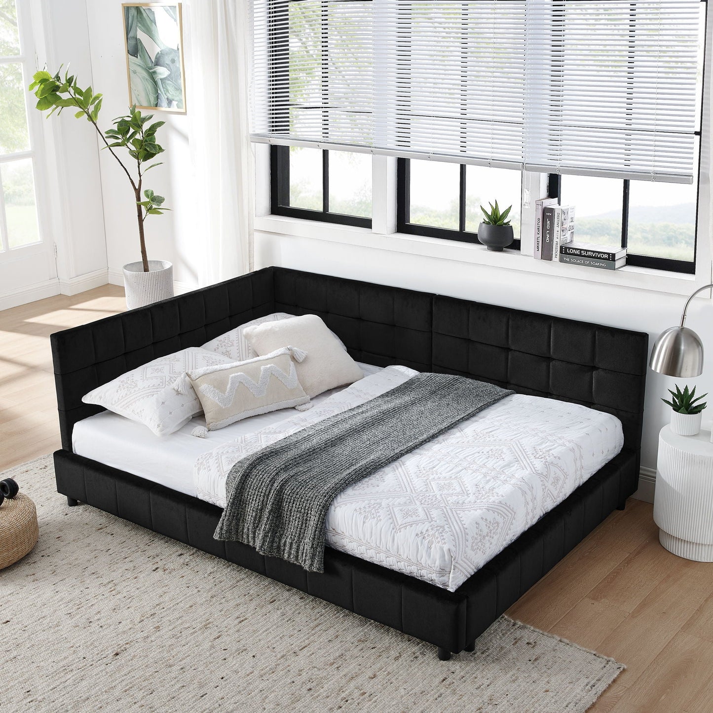 Mid-Century Upholstered Bed Frame and Backrest