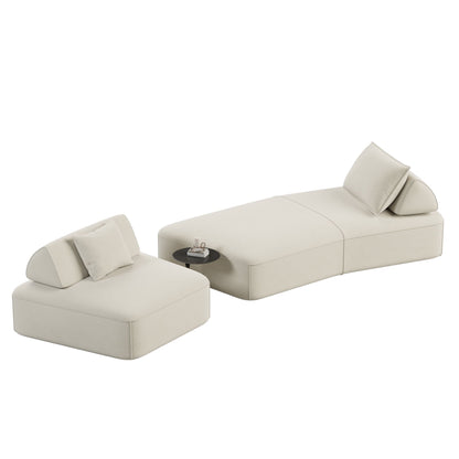 Modern Luxury Modular Sectional Sofa Set 2-piece cream leather-look by HouseOfZazla on Tampa Home & Garden Store