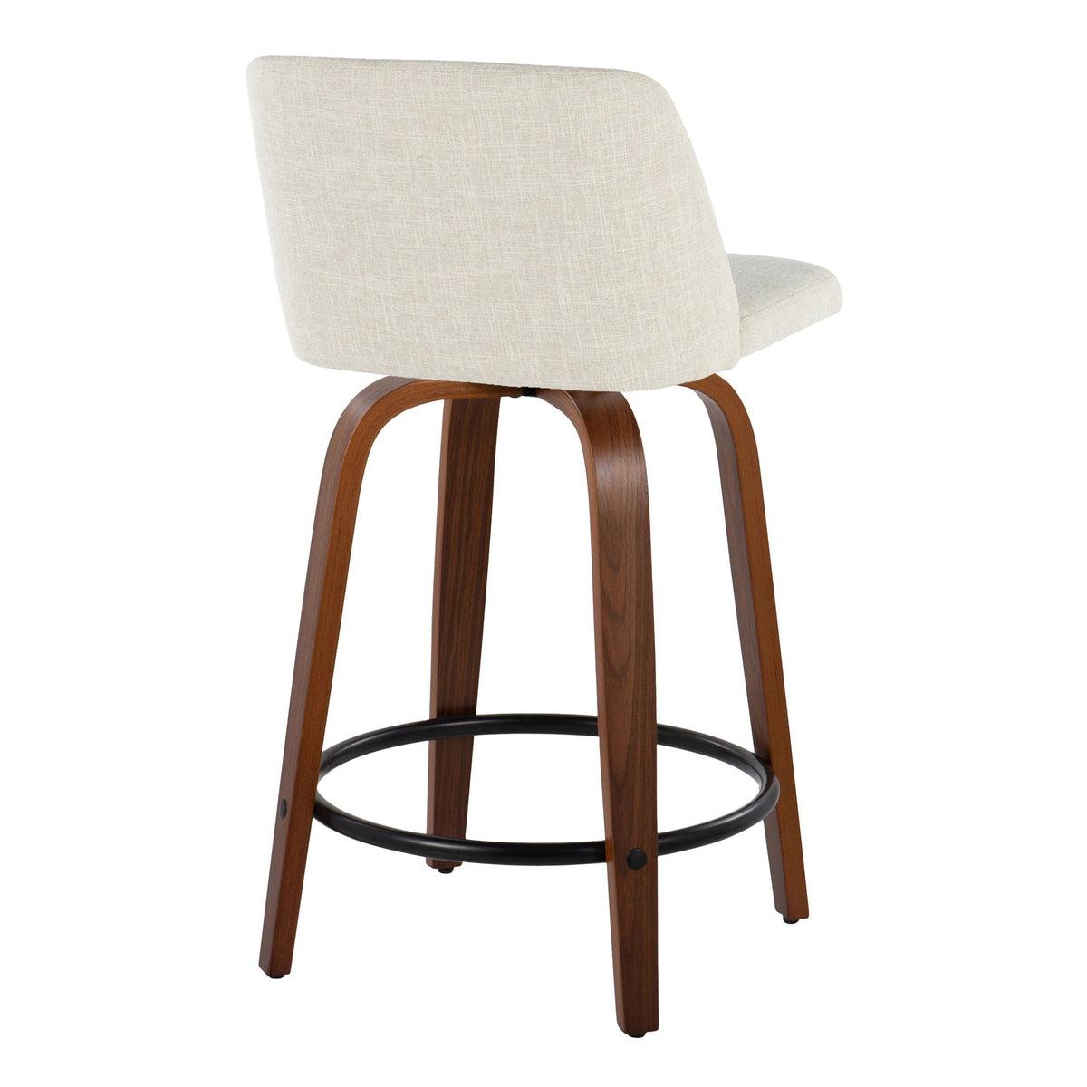 Contemporary swivel counter stool beige fabric with curved wood legs by HouseOfZazla on Tampa Home & Garden Store