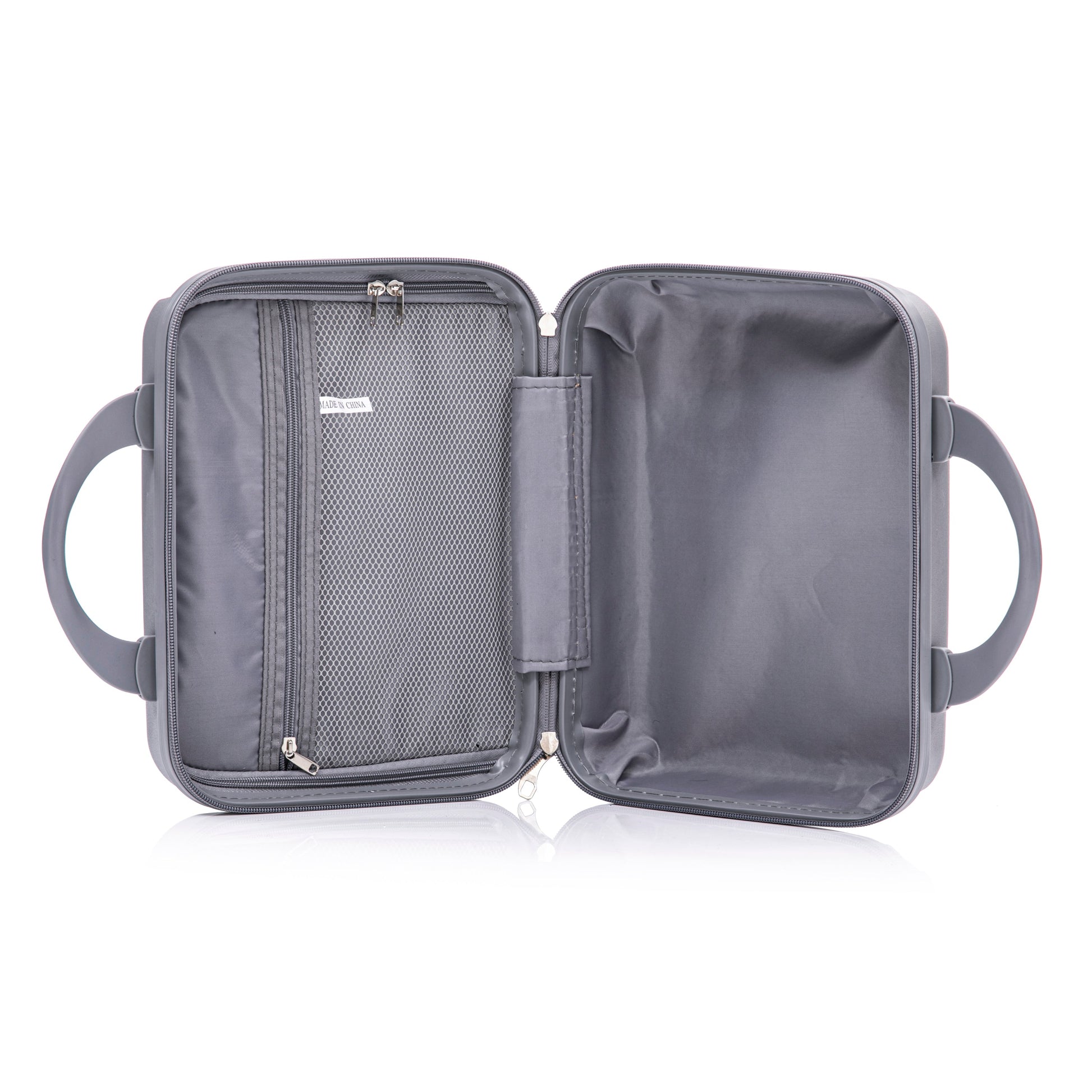 4-piece spinner luggage set interior in light gray with mesh pockets by HouseOfZazla on Tampa Home & Garden Store
