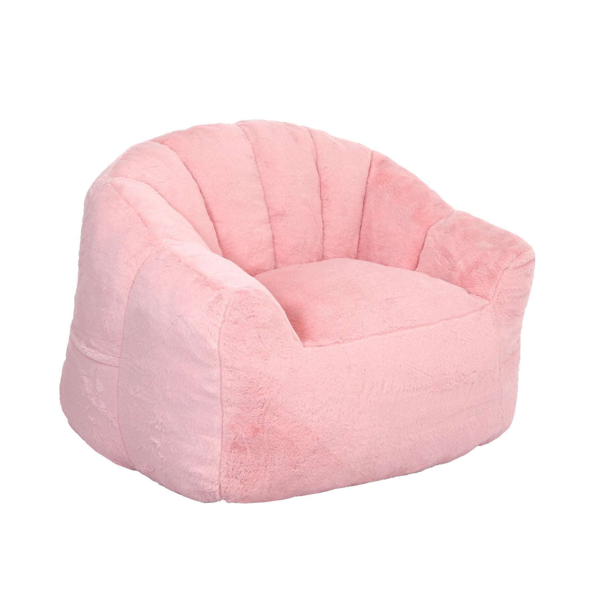 Beanbag chair pink plush fabric with armrests, high-density foam interior HouseOfZazla on Tampa Home & Garden Store
