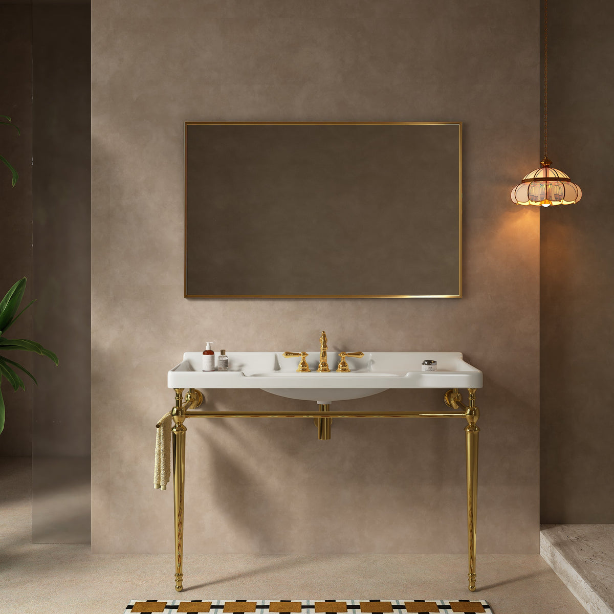 Vici 48-inch bathroom console sink with gold legs by HouseOfZazla on Tampa Home & Garden Store
