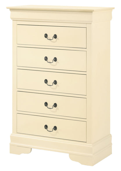 Louis Phillipe Accent Chest cream finish with black hardware, multidrawer design by HouseOfZazla on Tampa Home & Garden Store