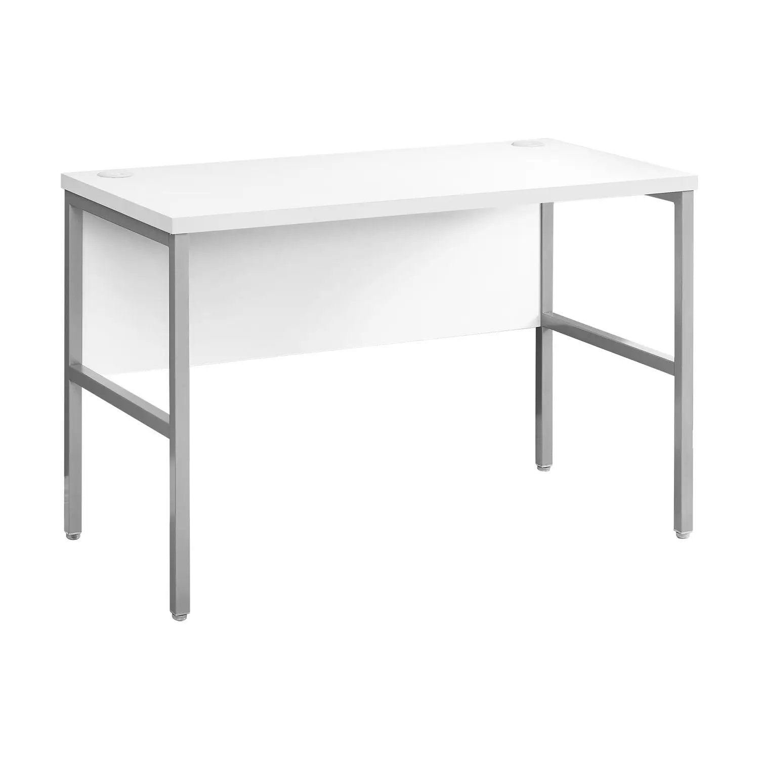 Computer desk white top with silver metal frame, modern home office on Tampa Home & Garden Store