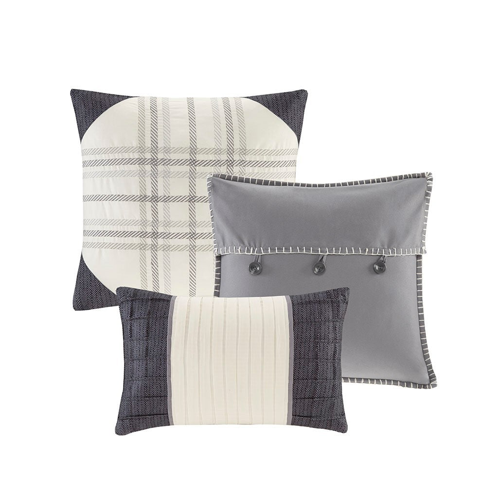 Grey Herringbone Comforter Set and Cal King