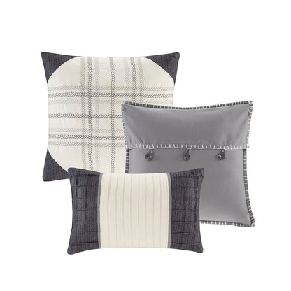 Grey Herringbone Comforter Set and Cal King