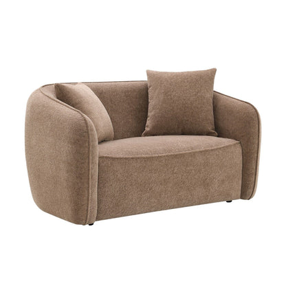 Keith Stationary Loveseat beige chenille with 2 toss pillows by HouseOfZazla on Tampa Home & Garden Store
