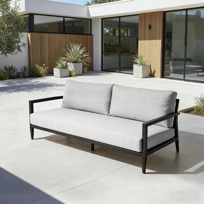 All Aluminum Outdoor Bench And Black Cushion