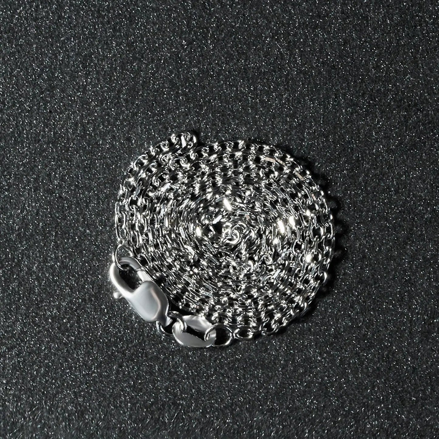14k white gold diamond-cut cable link necklace 1.5mm, coiled silver chain on Tampa Home & Garden Store