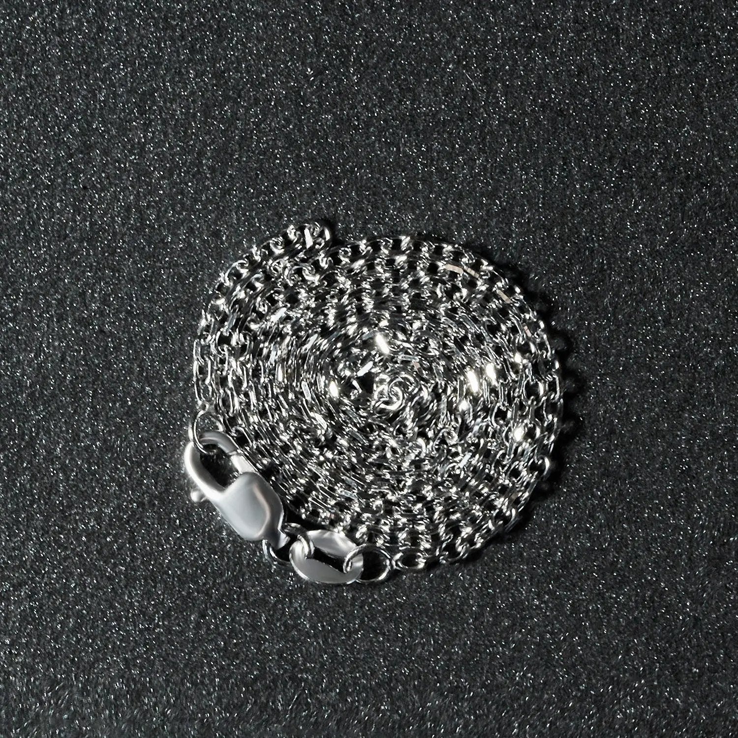 14k white gold diamond-cut cable link necklace 1.5mm, coiled silver chain on Tampa Home & Garden Store