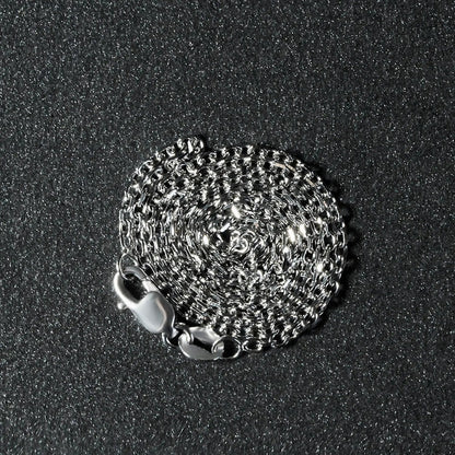 14k white gold diamond-cut cable link necklace 1.5mm, coiled silver chain on Tampa Home & Garden Store