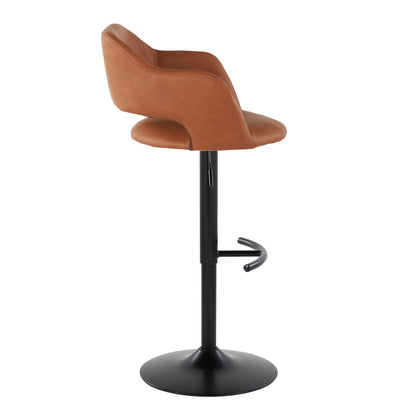 Barstool Margarite contemporary adjustable swivel tan leather with rounded T-footrest on Tampa Home & Garden Store
