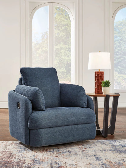 Modmax Swivel Glider Recliner in blue fabric upholstery by Unique Piece Furniture on Tampa Home & Garden Store