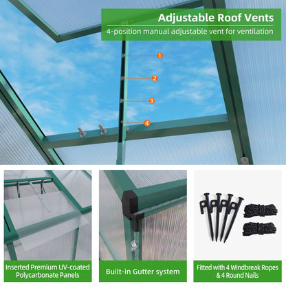 Strong Polycarbonate Walk In Greenhouse and Porch