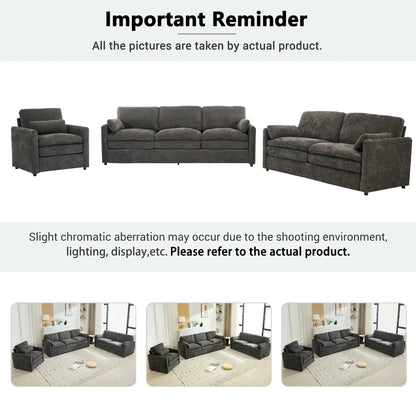 Cozy upholstered 3-piece living room set in dark gray fabric by Unique Piece Furniture on Tampa Home & Garden Store