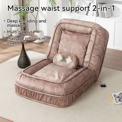 Brown upholstered massage bean bag floor sofa with movable massage pillow by HouseOfZazla on Tampa Home & Garden Store
