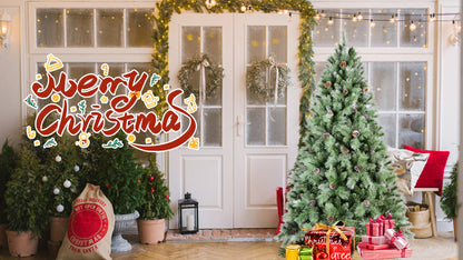 8 ft full-bodied pre-decorated pinecone Christmas Tree HouseOfZazla with green needles on Tampa Home & Garden Store