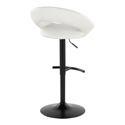 Contemporary white adjustable barstool with swivel and rounded T-footrest, black base on Tampa Home & Garden Store
