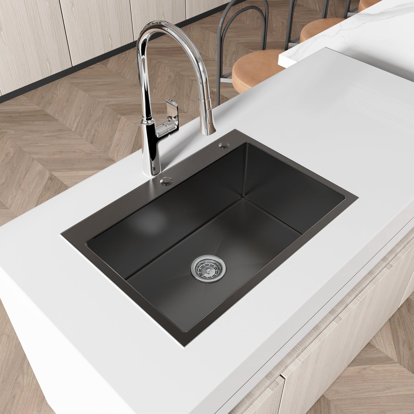 Stainless steel kitchen sink 27x19, single bowl, overmount handmade by HouseOfZazla on Tampa Home & Garden Store