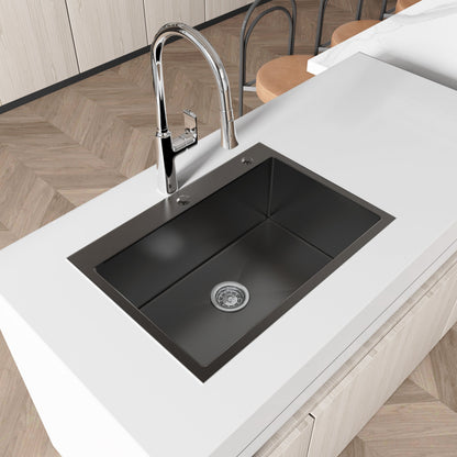 Stainless steel kitchen sink 27x19, single bowl, overmount handmade by HouseOfZazla on Tampa Home & Garden Store