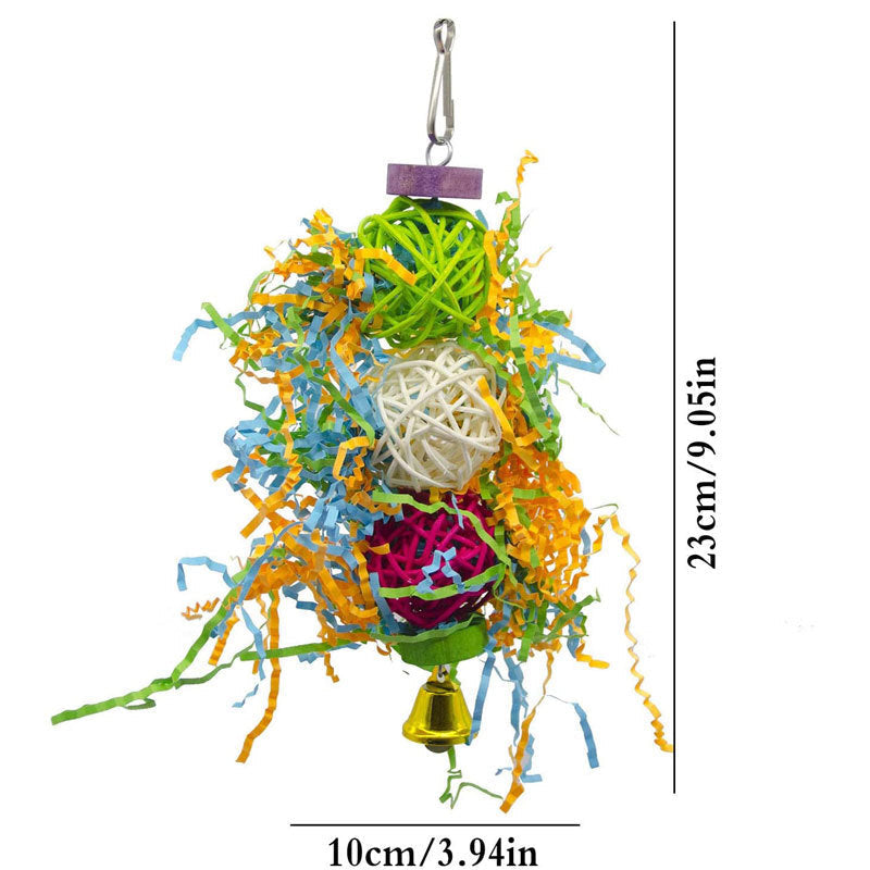 3pc bird toy set with rattan balls colorful grass hanging bell Sell My Stuff on Tampa Home & Garden Store