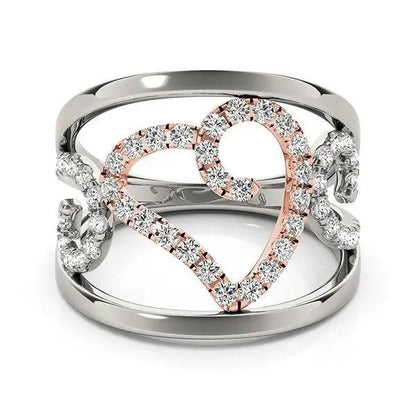 Heart motif diamond ring 14k white/rose gold with pavé diamonds 1/4 cttw by Bids.com on Tampa Home & Garden Store