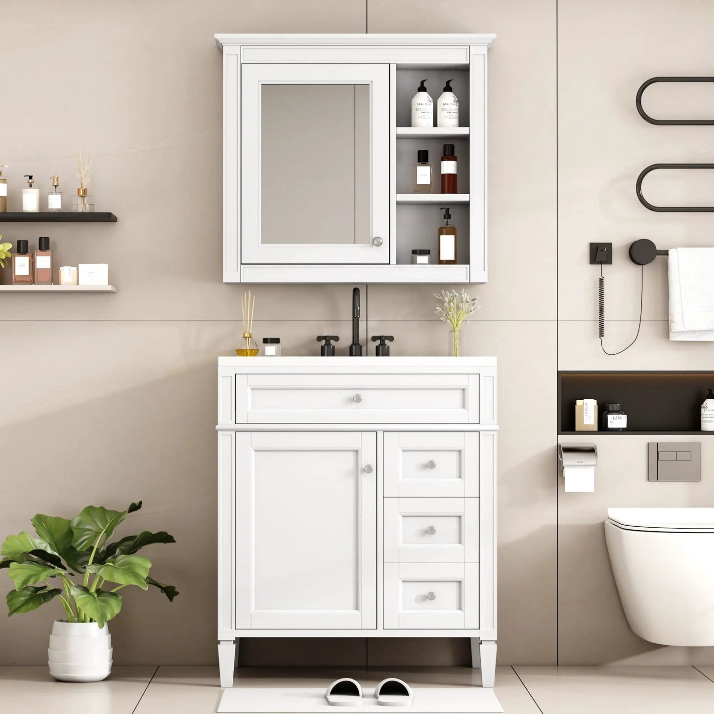 Bathroom Vanity with Top Sink and Mirror Cabinet