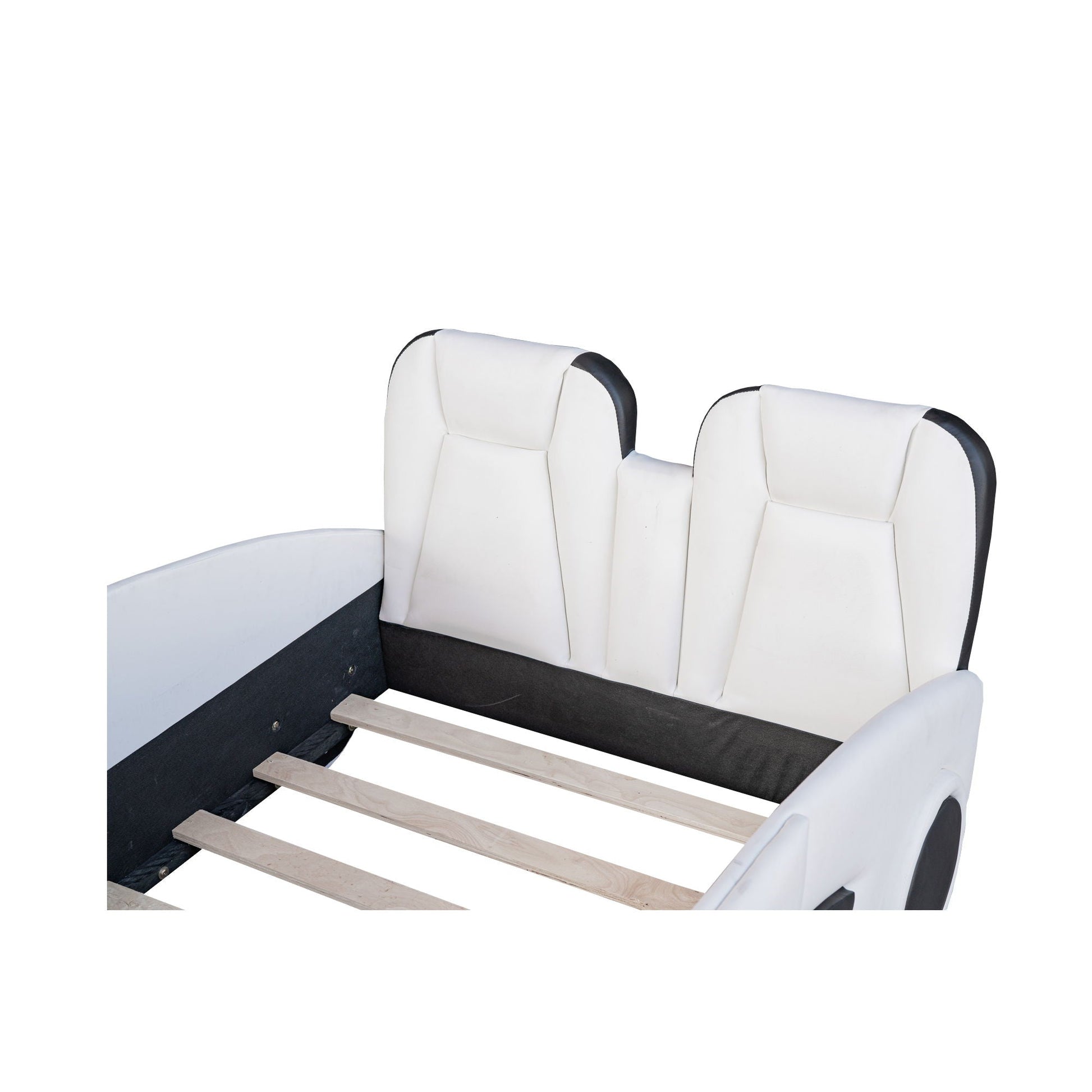 Race Car Shaped Twin Platform Bed with Wheels, pine wood construction, HouseOfZazla car bed on Tampa Home & Garden Store