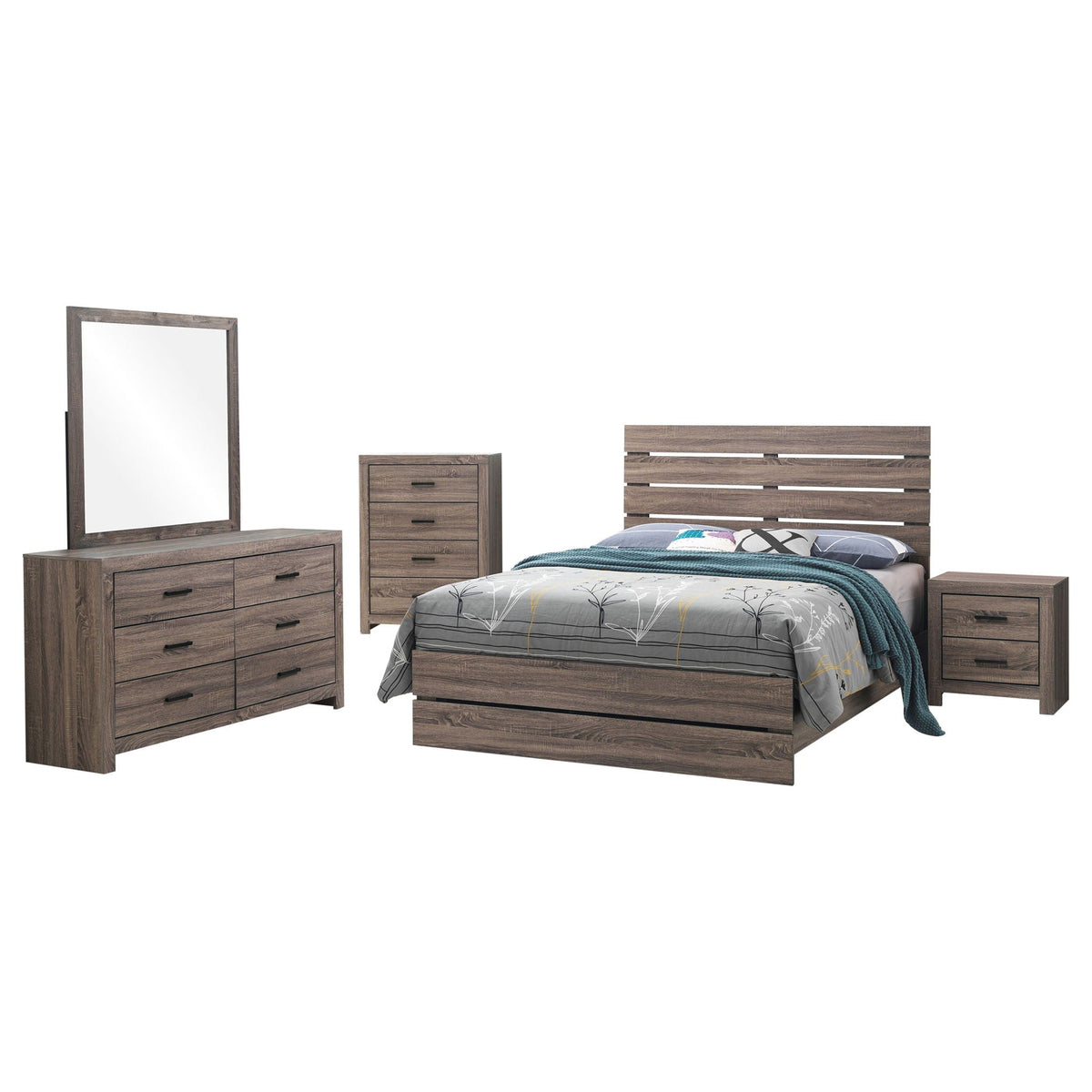 Geary slatted headboard 4-piece bedroom set with bed and dresser w/mirror HouseOfZazla on Tampa Home & Garden Store