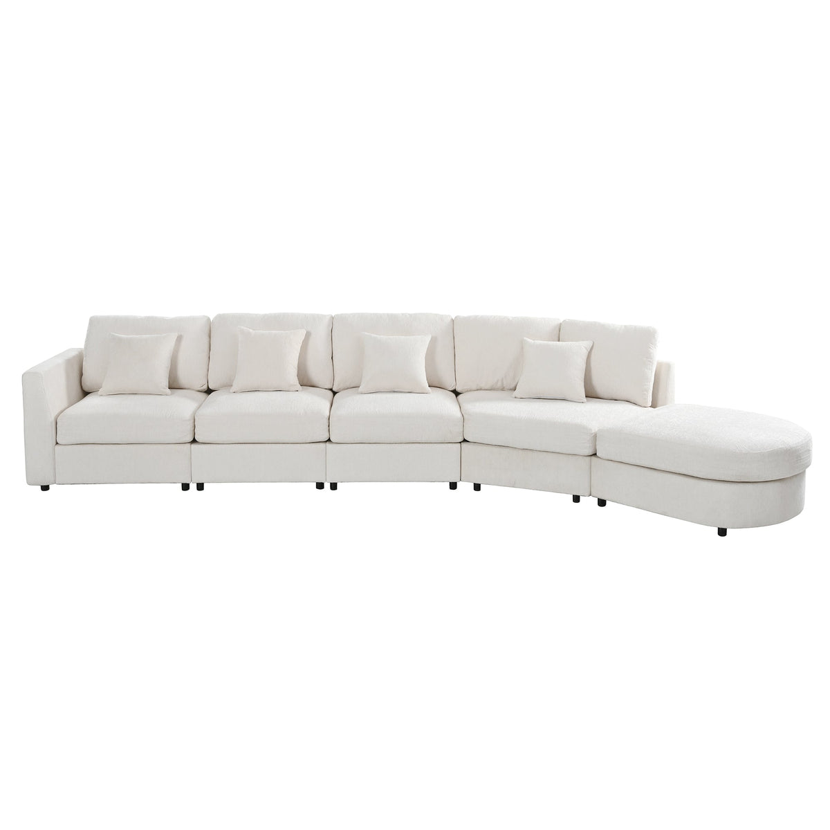 U_Style Modern 5-Seater Curved Modular Sectional Sofa white fabric by HouseOfZazla on Tampa Home & Garden Store