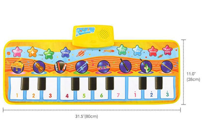 Stevvex Music Piano Play Mat colorful fabric keyboard with demo songs 31.5x11 in on Tampa Home & Garden Store