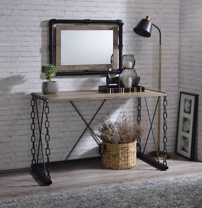 Jodie Console Table Rustic Oak top with Antique Black metal frame for console use on Tampa Home & Garden Store