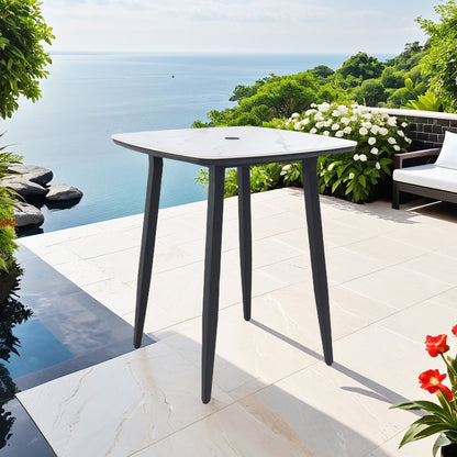 Weatherproof Outdoor Bar Table In Black And White