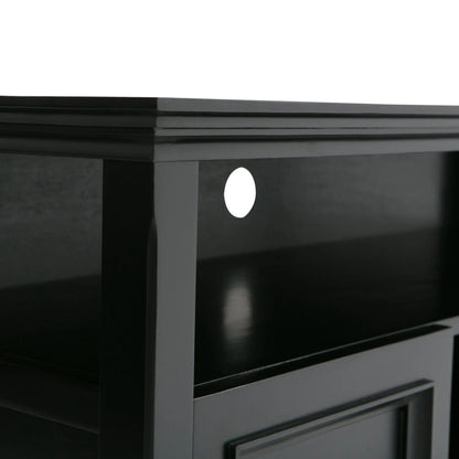 Amherst TV media stand handcrafted black finish with cable management hole on Tampa Home & Garden Store