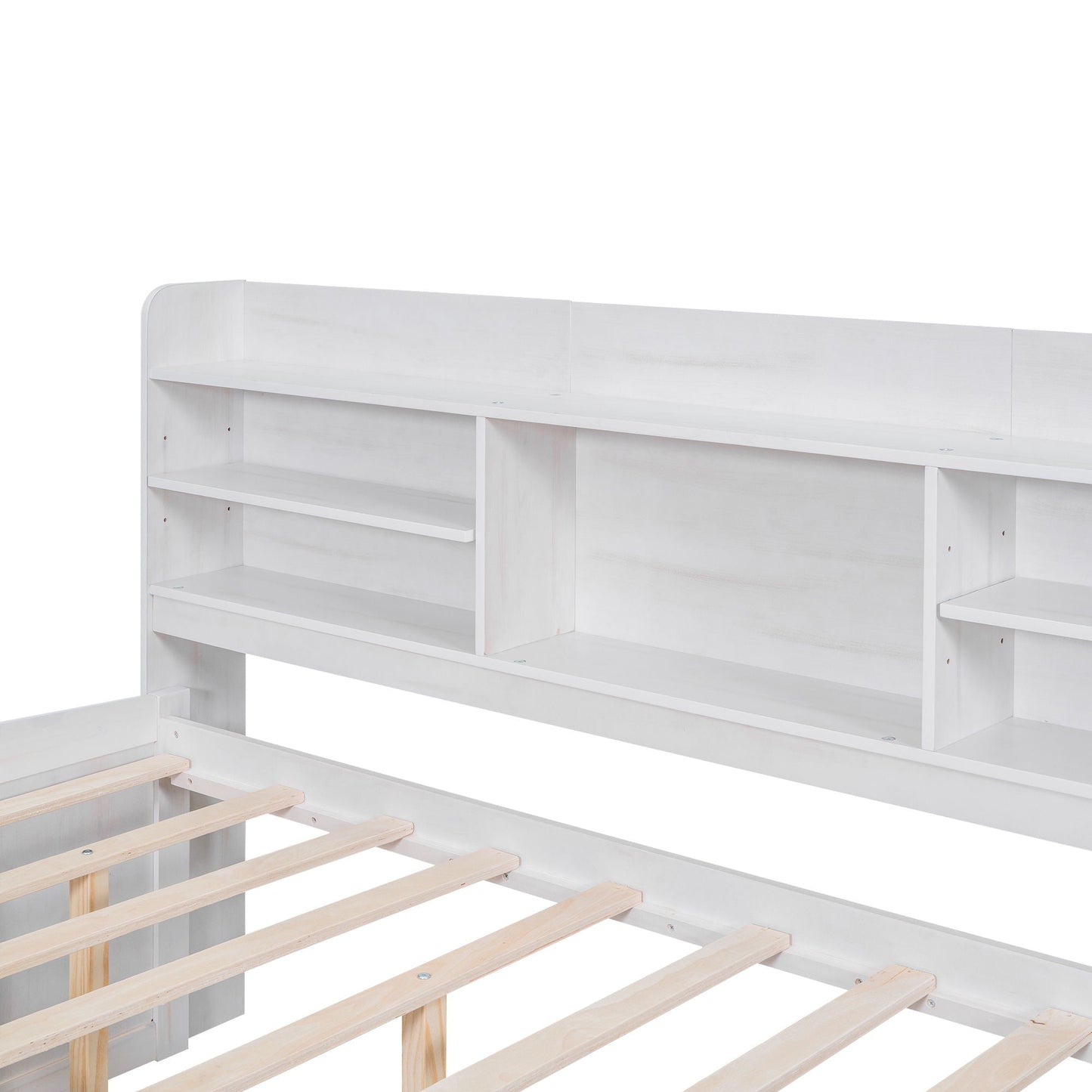 Captain bed with built-in bookshelves, white finish, includes trundle and 3 storage drawers on Tampa Home & Garden Store