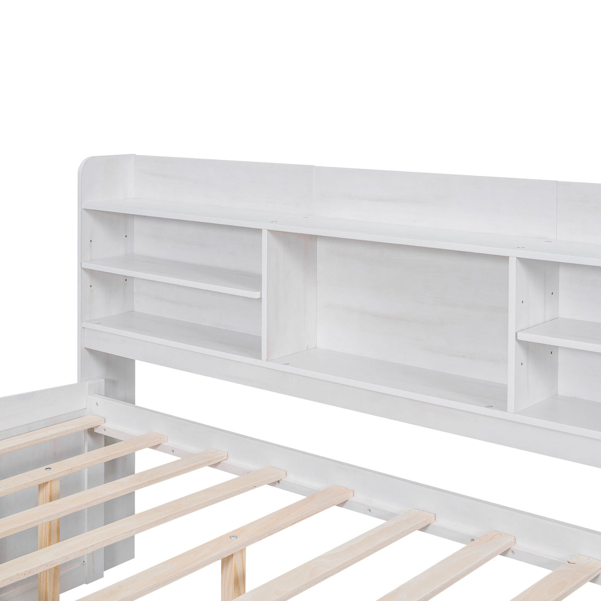 Captain bed with built-in bookshelves, white finish, includes trundle and 3 storage drawers on Tampa Home & Garden Store