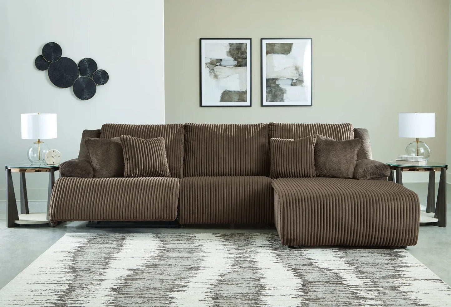 Top Tier Corduroy Reclining Sectional with Chaise