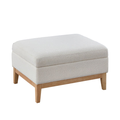 Upholstered storage ottoman with reversible lid beige fabric wooden legs HouseOfZazla on Tampa Home & Garden Store