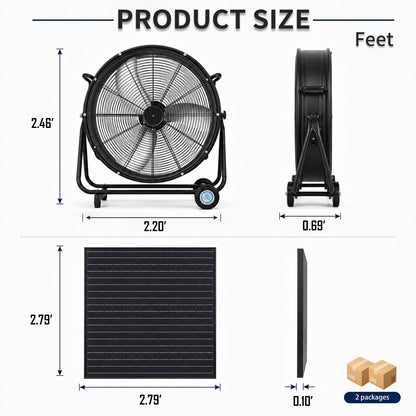 24 Inch Solar Floor-Standing Fan HouseOfZazla black portable ventilation fan on Tampa Home & Garden Store