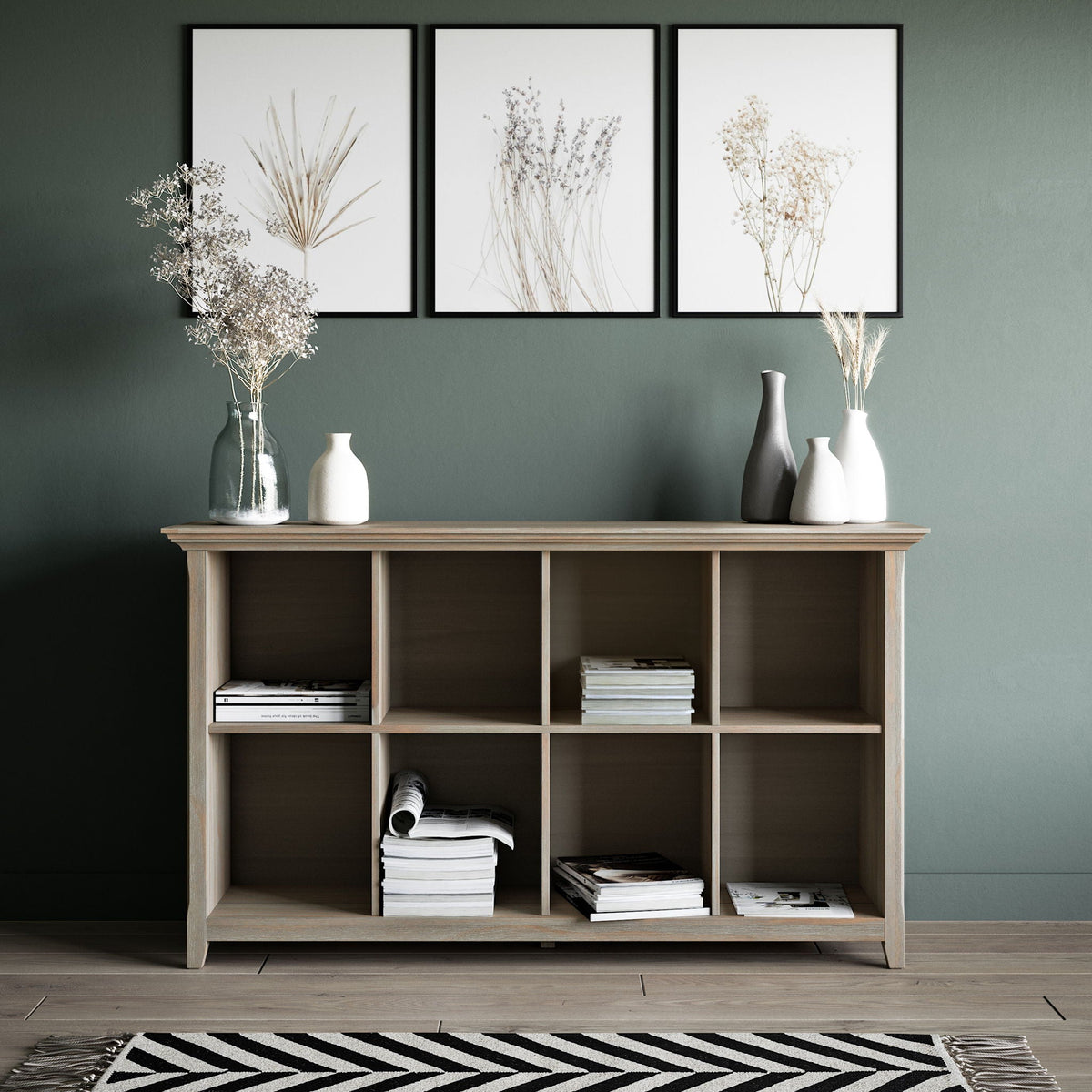 Amherst cube storage bookcase with large cubbies in natural wood finish by HouseOfZazla on Tampa Home & Garden Store