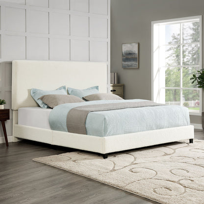 Platform Bed with Upholstered Headboard and Frame