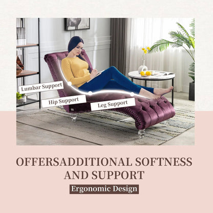 Indoor Chaise Lounge With Button Tufted Pillow