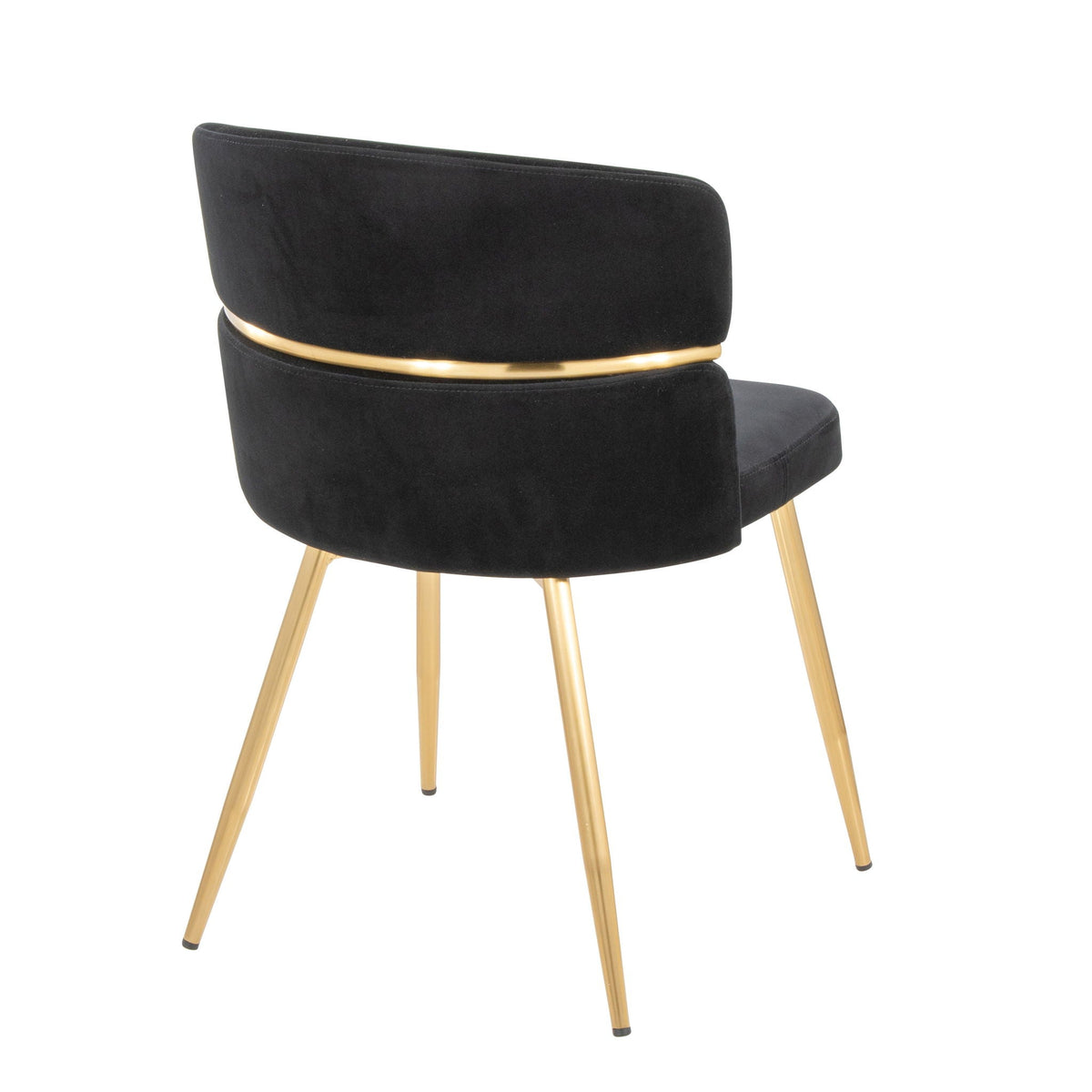 Art Deco dining chair set of 2 in black velvet with gold ring accent and legs on Tampa Home & Garden Store